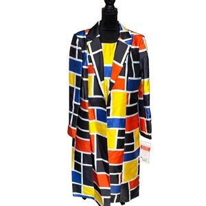 EY Boutique 18W 2 Piece Dress Set Mondrian Geometric Colorblock Jacket Duster